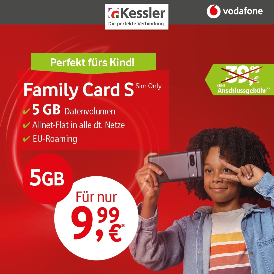 Vodafone Family Card S für nur 9,99€ mtl.