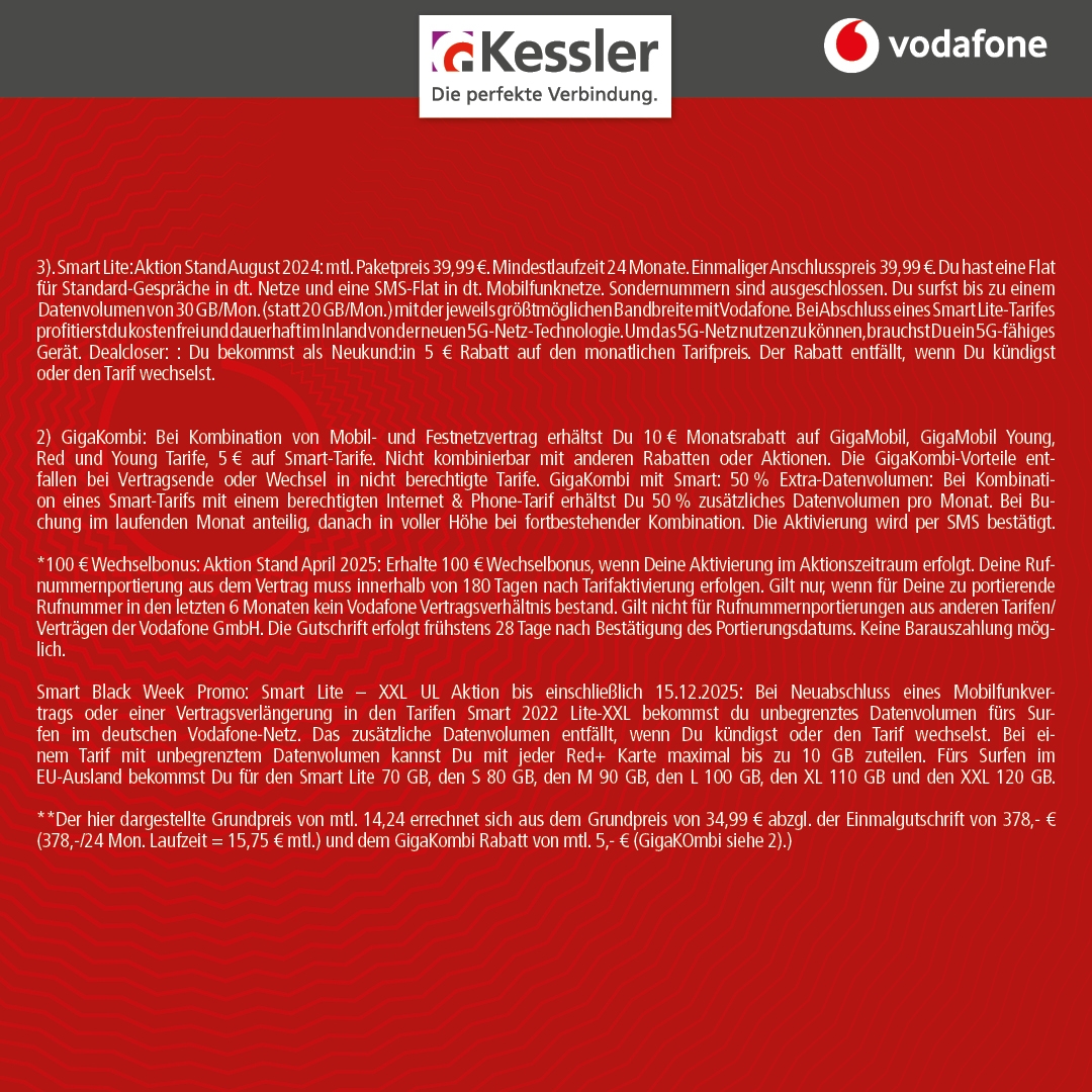 Vodafone Black Week Deal-unbegrenztes Datenvolumen