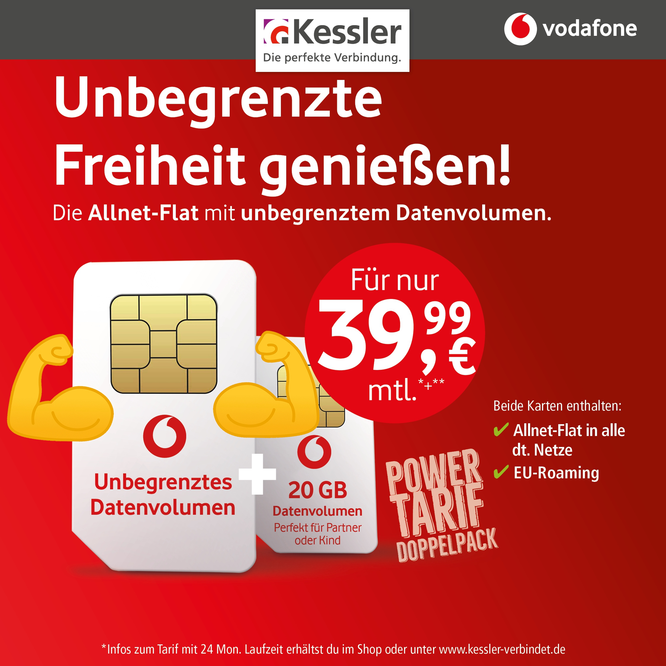 Vodafone Smart Entry + Family Card für nur 39,99€