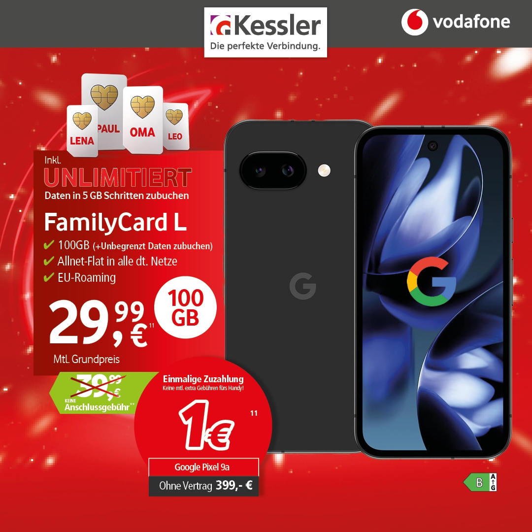 Vodafone FamilyCard L mit Google Pixel 9a