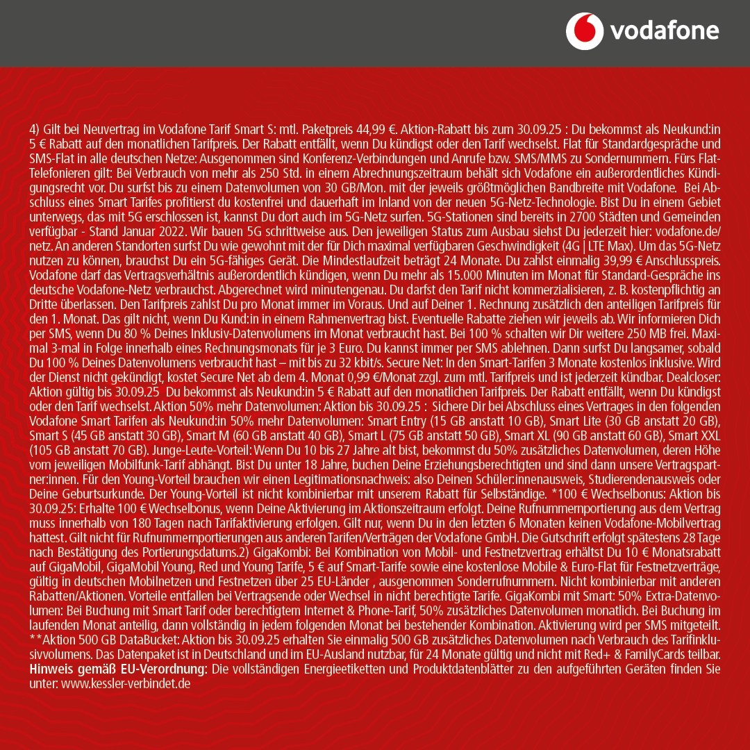Vodafone Smart S mit IPhone 16 128GB