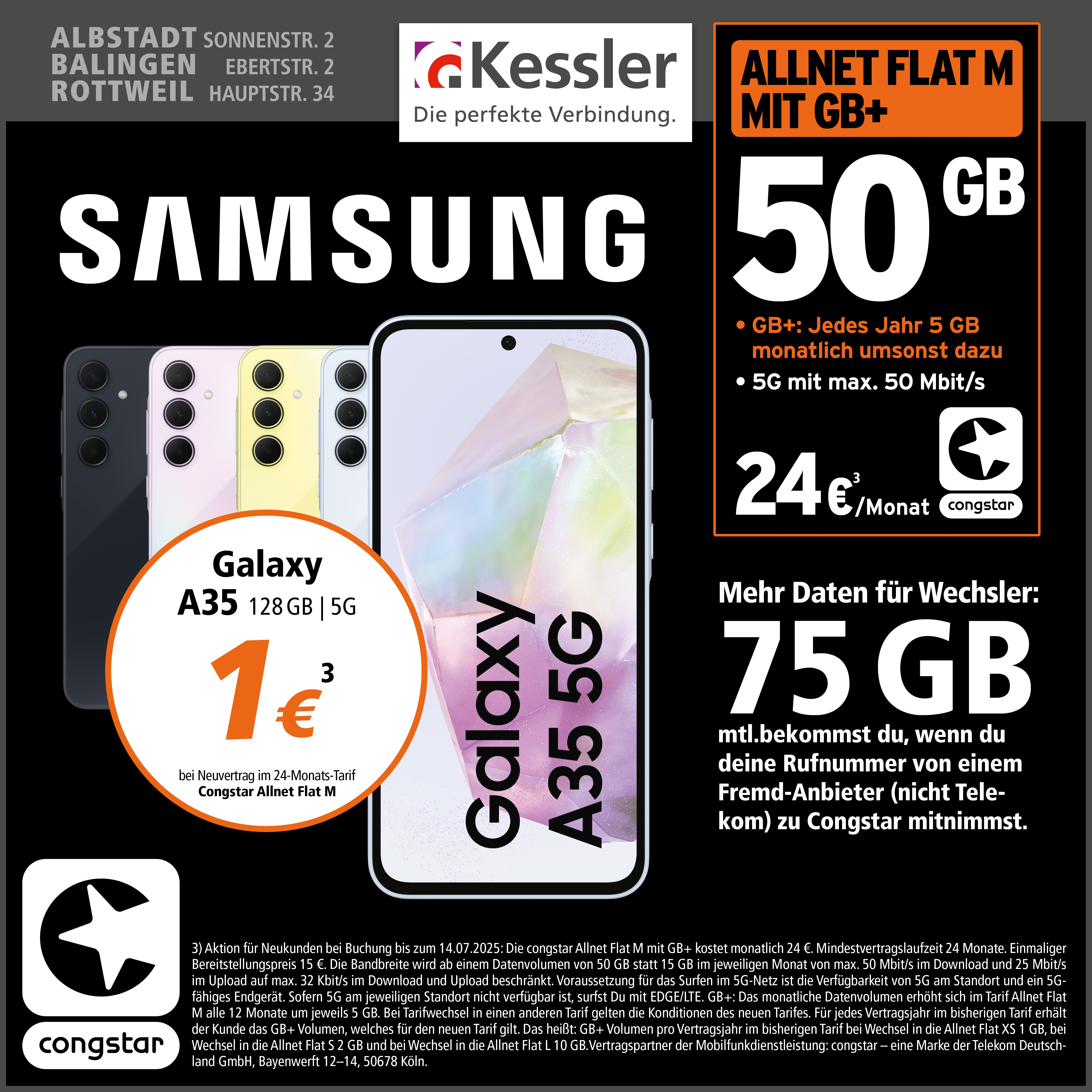 Congstar Allnet M mit GB+ und Samsung A35