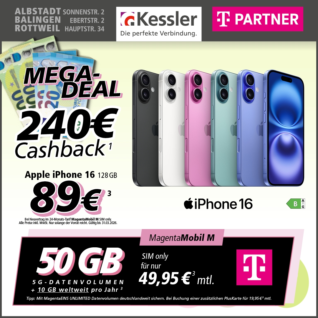Magenta Mobil M mit Apple iPhone 16
