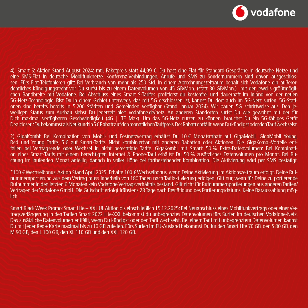 Vodafone Smart S mit IPhone 16 128GB