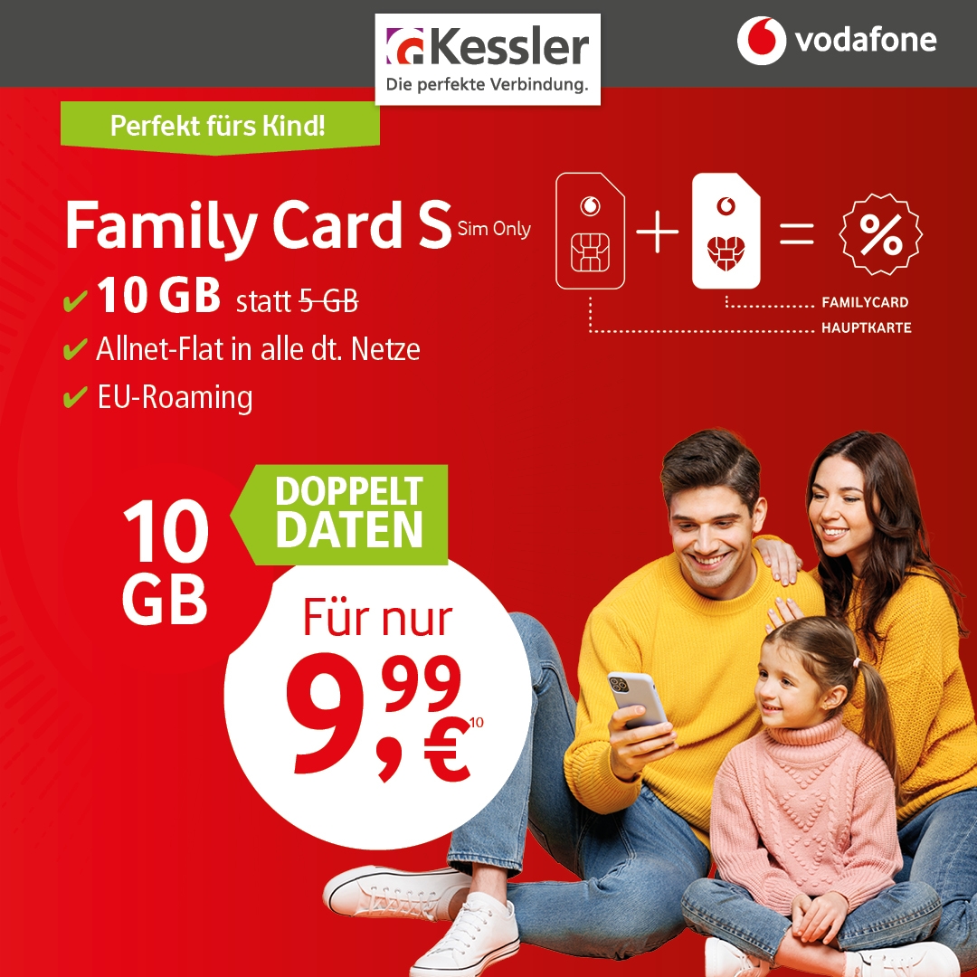 Vodafone Family Card S für nur 9,99€ mtl.