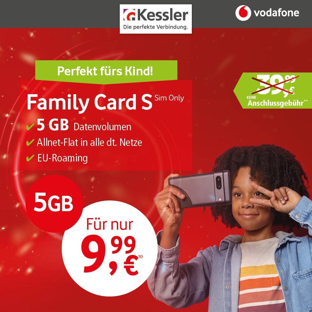 Vodafone Family Card S für nur 9,99€ mtl.