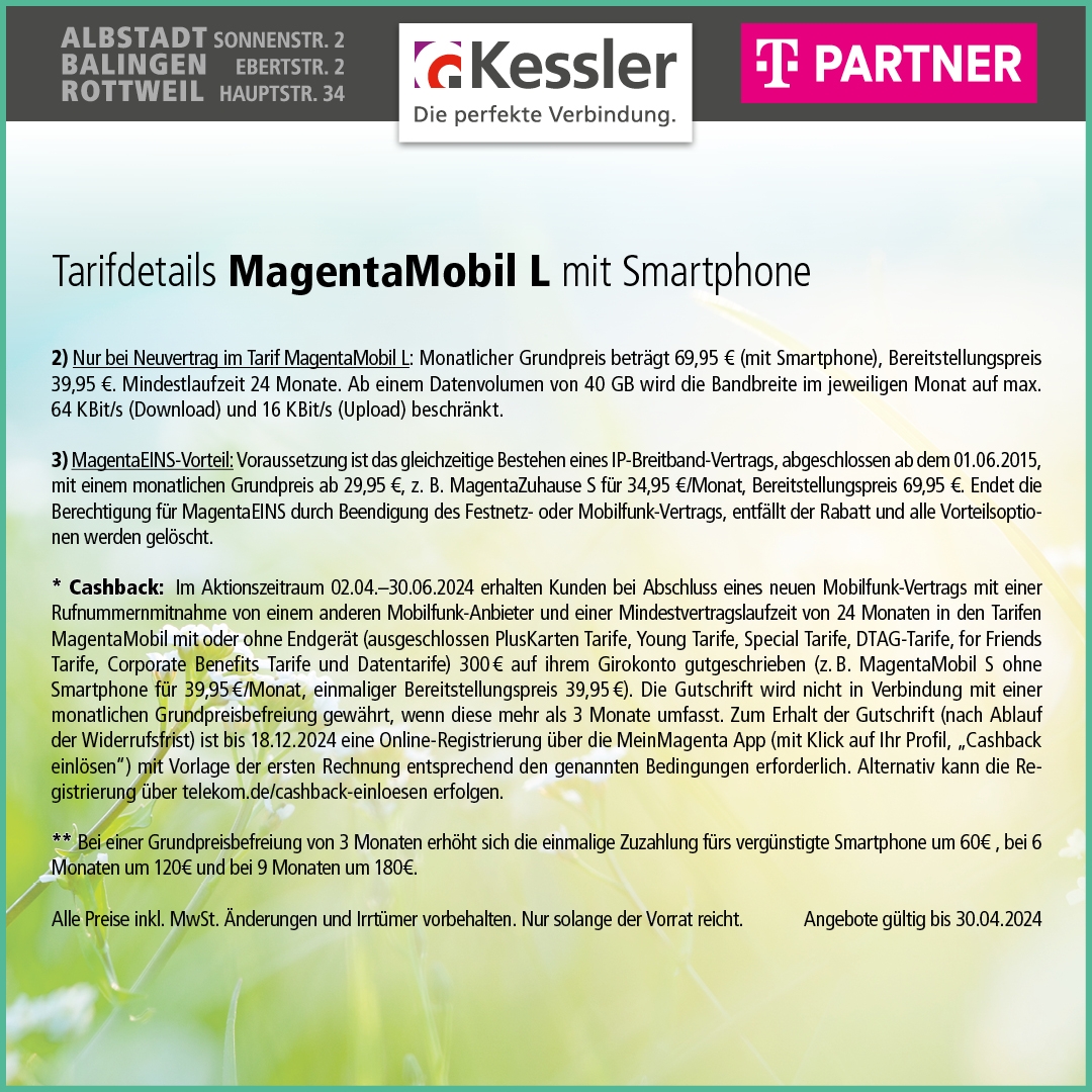 MagentaMobil L mit IPhone 15 Cashback