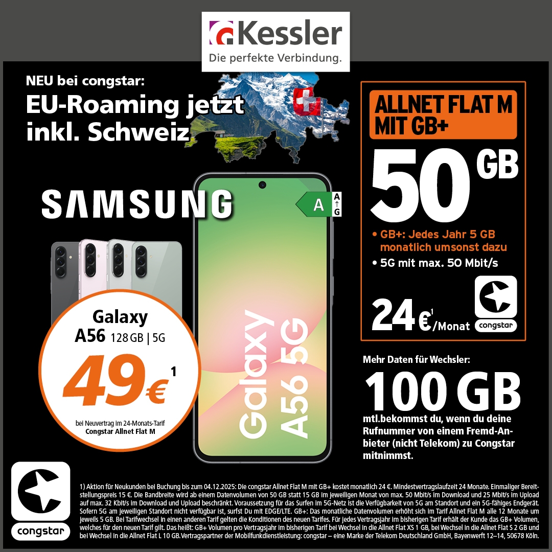 Congstar Allnet M mit Samsung Galaxy A56 128GB