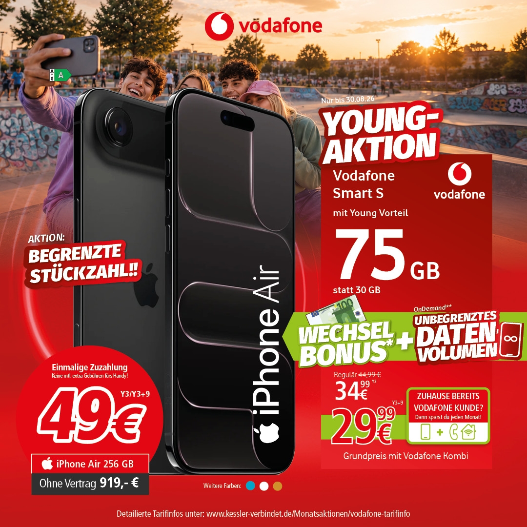 Vodafone Smart S Young mit iPhone Air 256GB