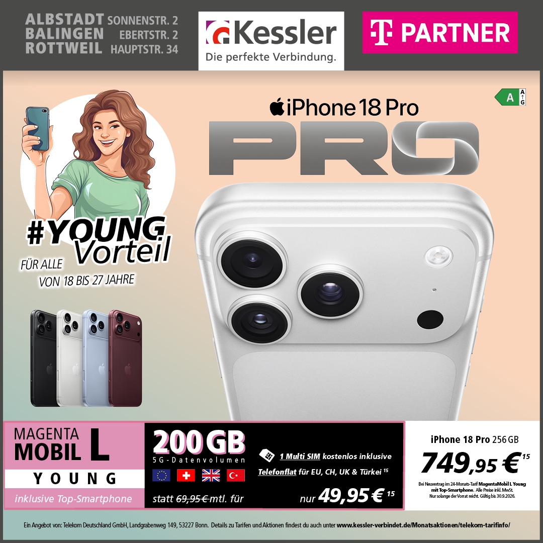 MagentaMobil L Young mit iPhone 18 Pro 256GB