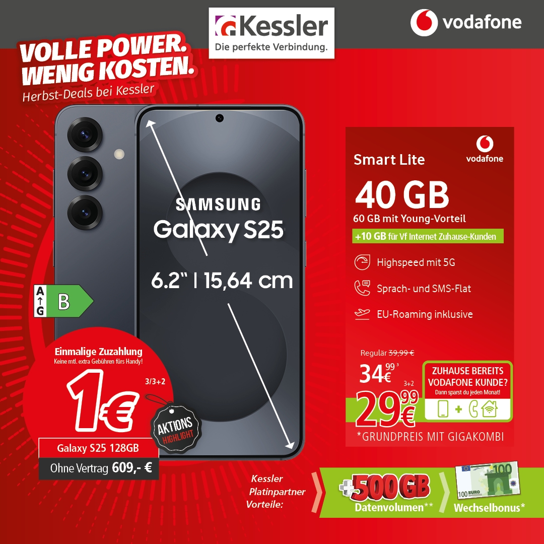 Vodafone Smart Lite mit Samsung Galaxy S25 128GB