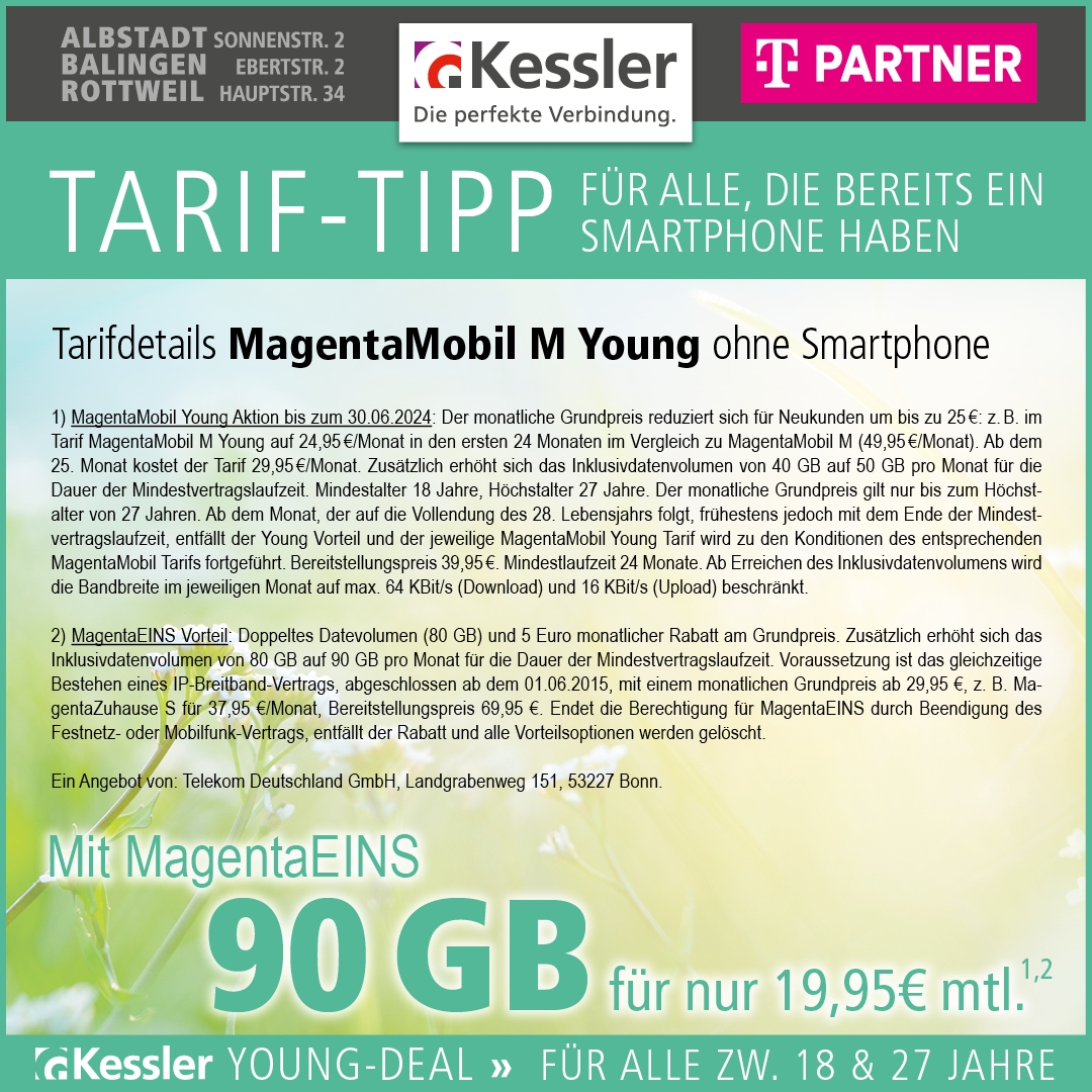 Magenta Mobil M YOUNG-Aktion für 19,95€