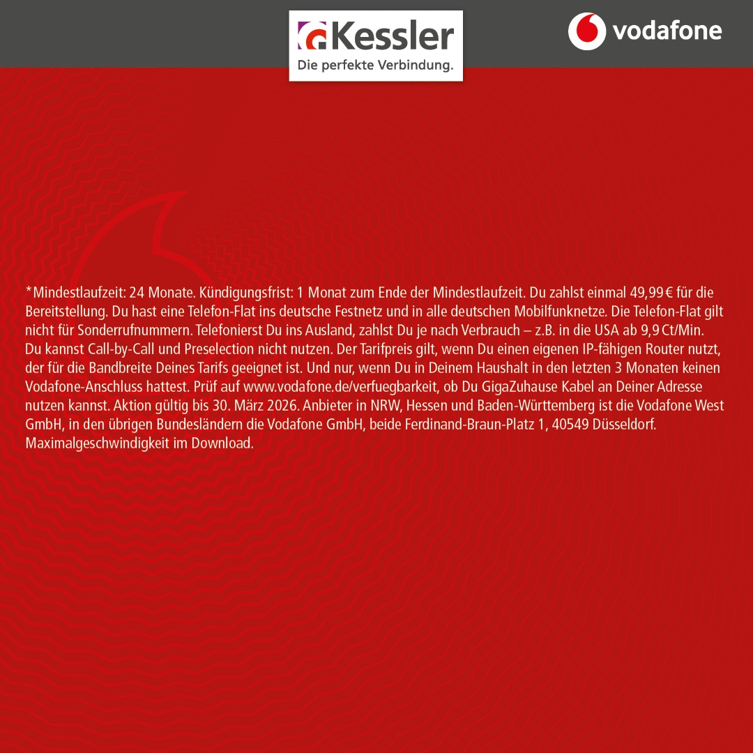 Vodafone Cable: Maximale Geschwindigeit für 19,99€