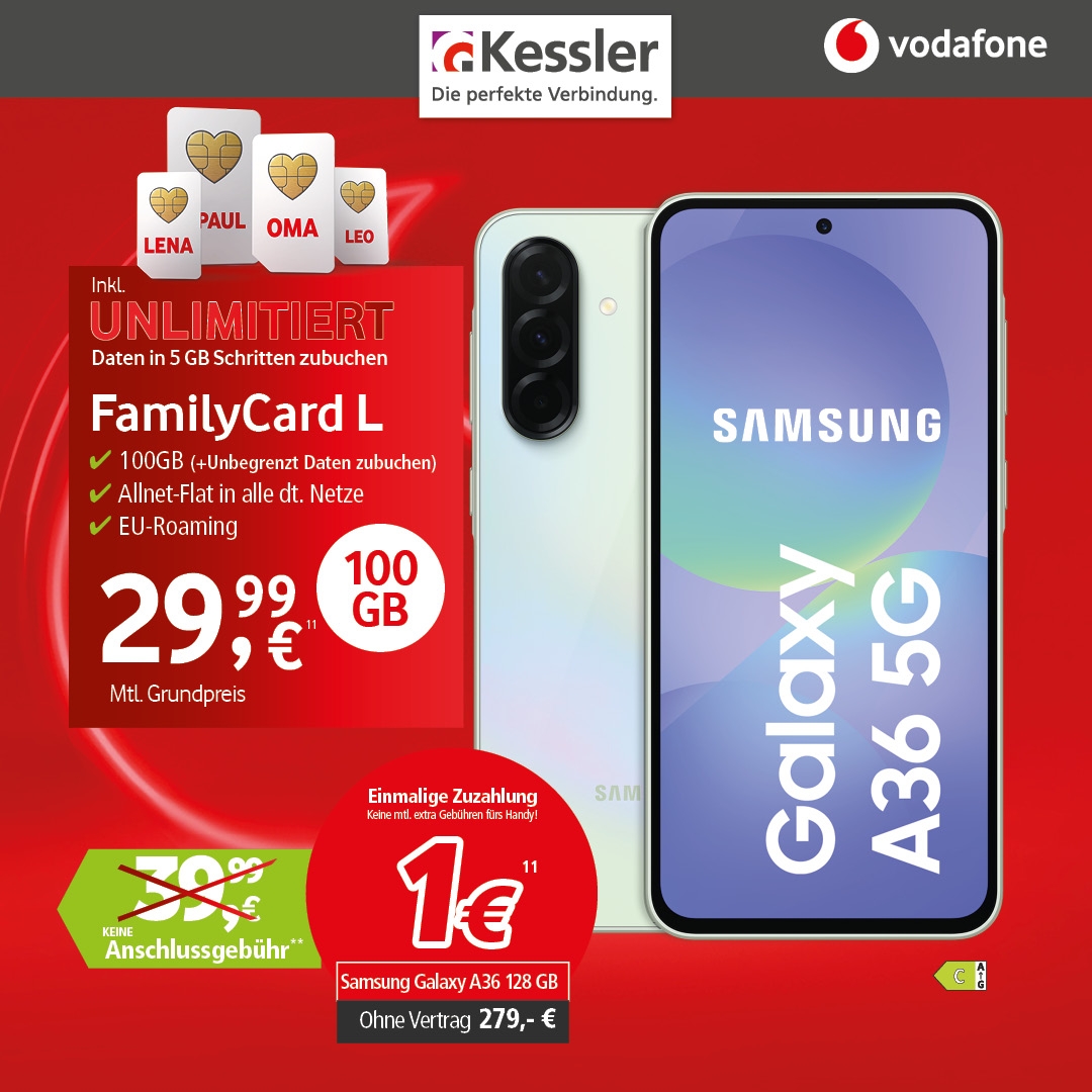 Vodafone Family Card L mit Galaxy A36 5G 128GB