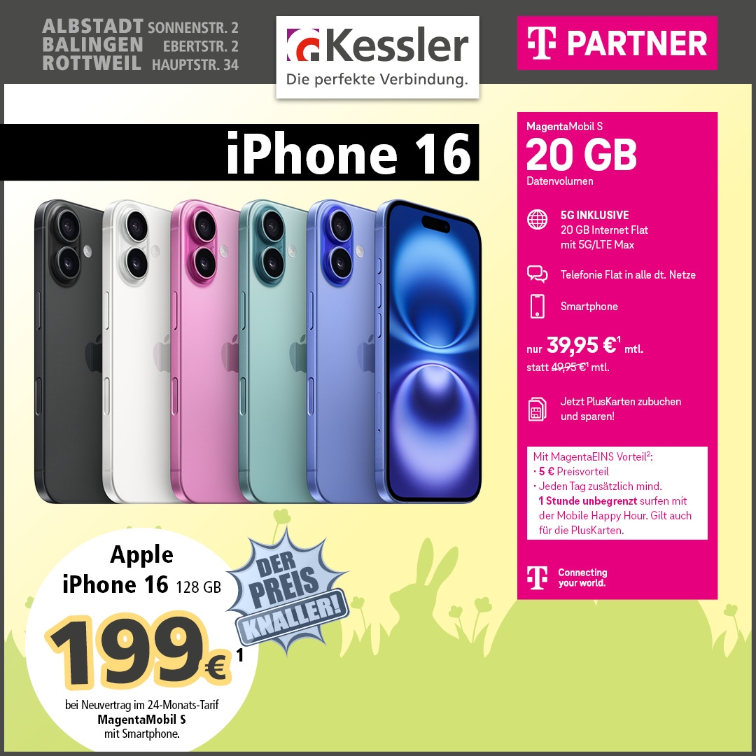 Magenta Mobil S mit Apple iPhne 16 128GB