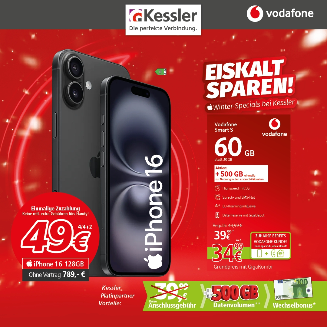 Vodafone Smart S mit IPhone 16 128GB