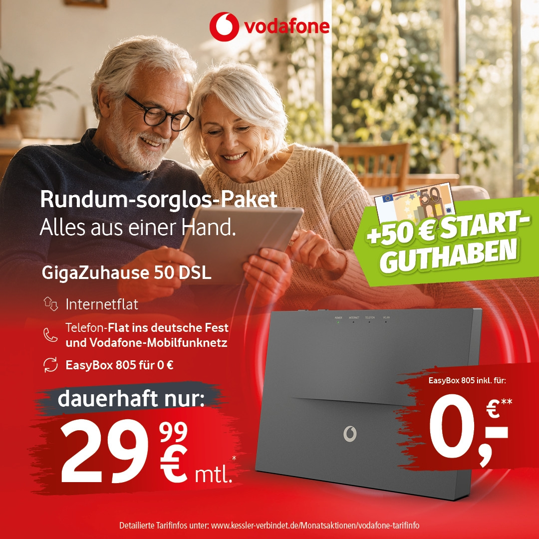 Vodafone GigaZuhause 50 DSL für dauerhaft 29,99€