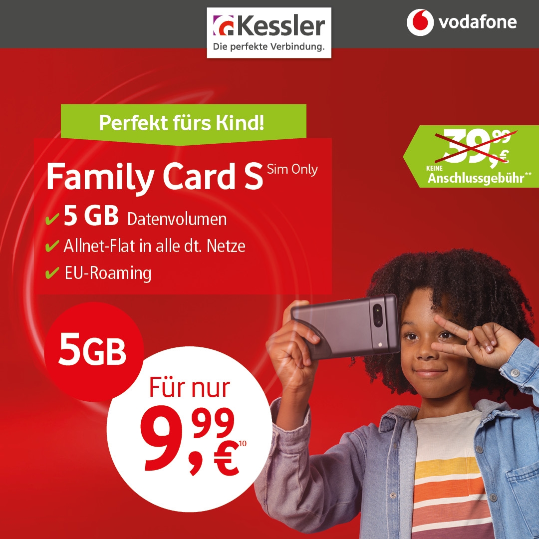 Vodafone Family Card S für nur 9,99€ mtl.