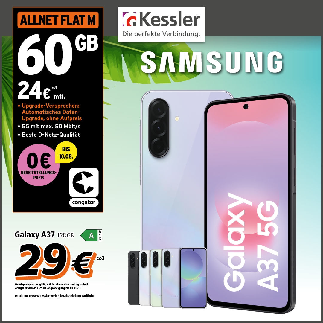 Congstar Allnet M mit GB+ und Samsung A37 5G