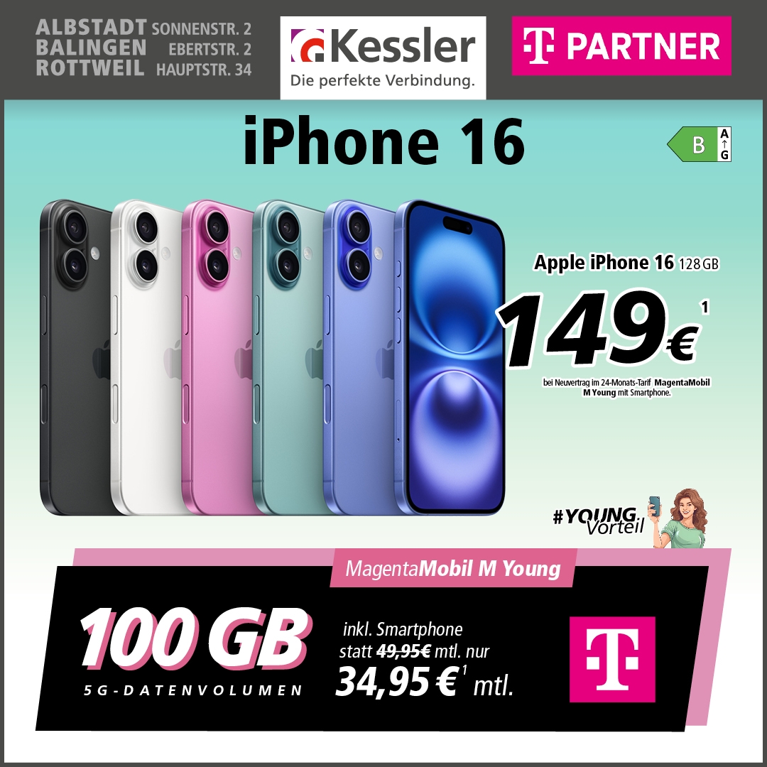 Magenta Mobil M Young mit Apple iPhone 16