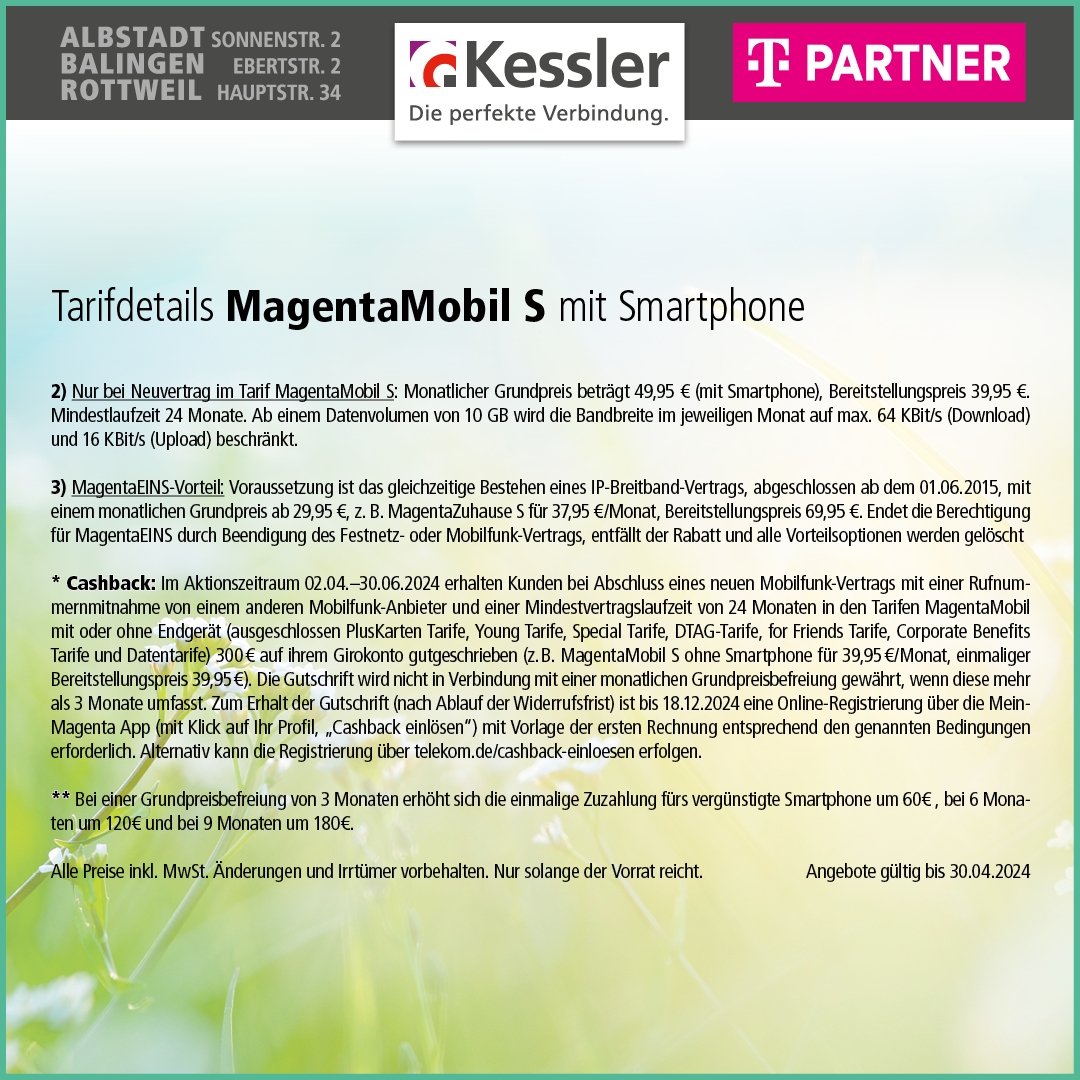 Telekom MagentaMobil S mit Galaxy S23 FE Cashback