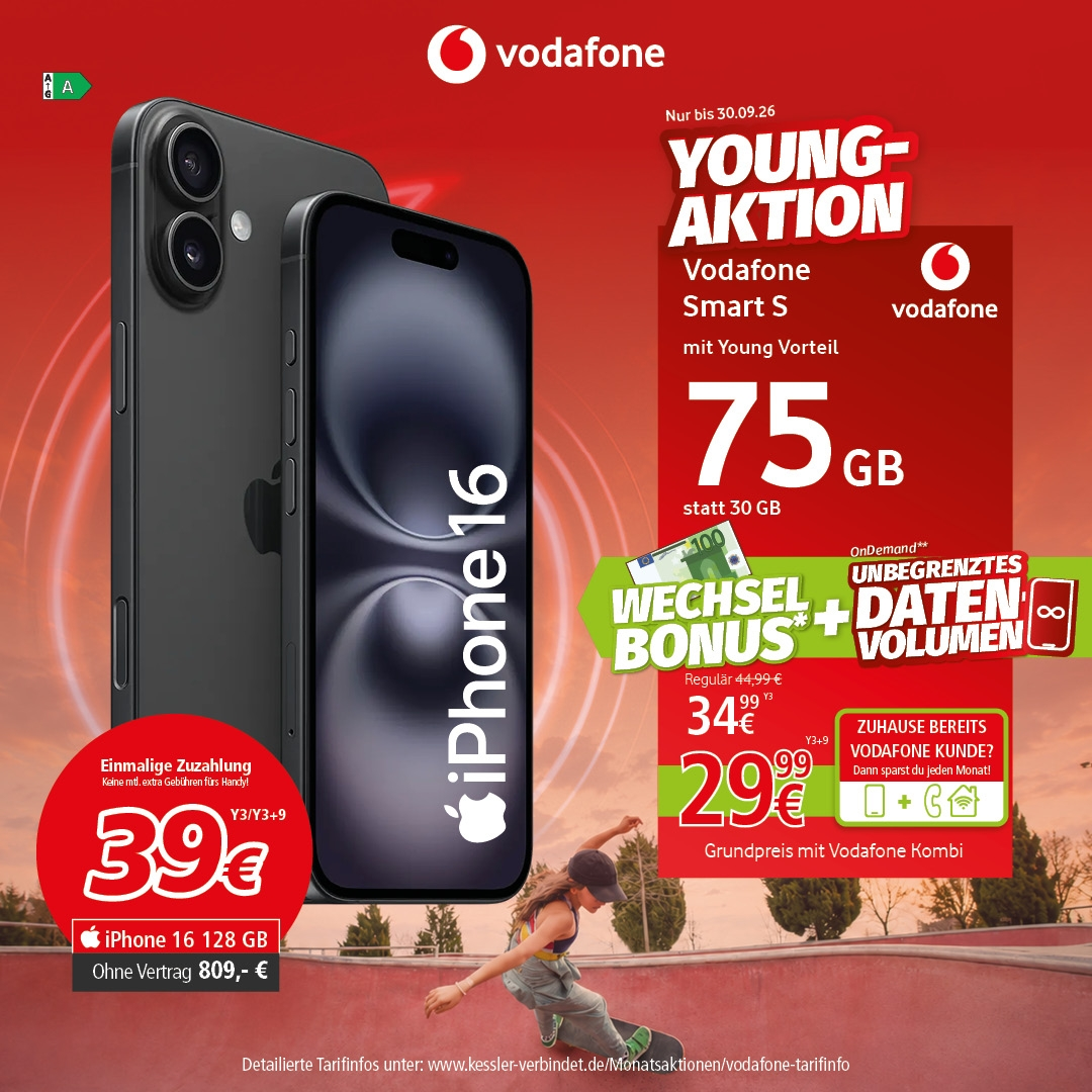 Vodafone Smart S Young mit iPhone 16 128GB