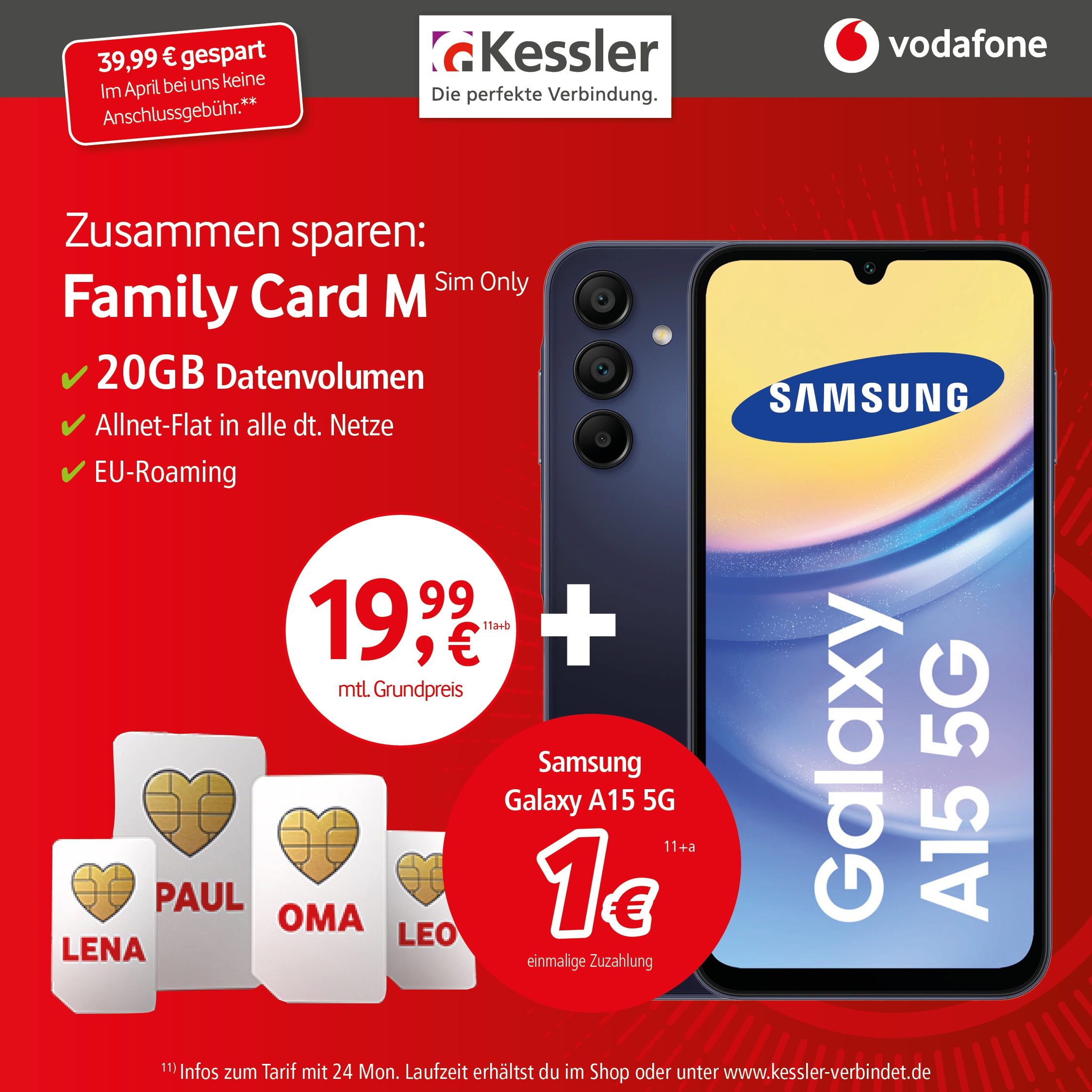 Vodafone Family Card M mit Galaxy A15