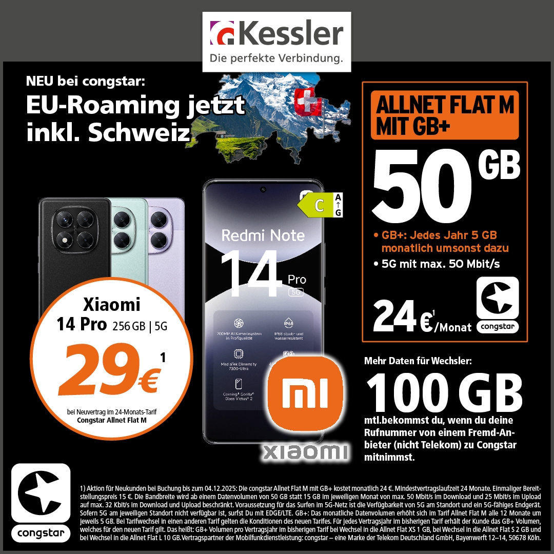 Congstar Allnet M mit GB+ und Xiaomi Note 14 Pro