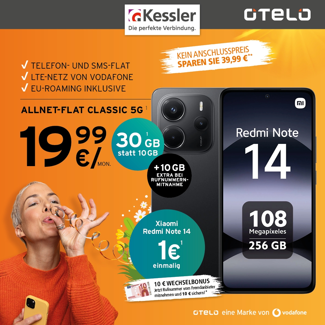 OTELO Classic 30GB mit Xiaomi Note 14 256GB
