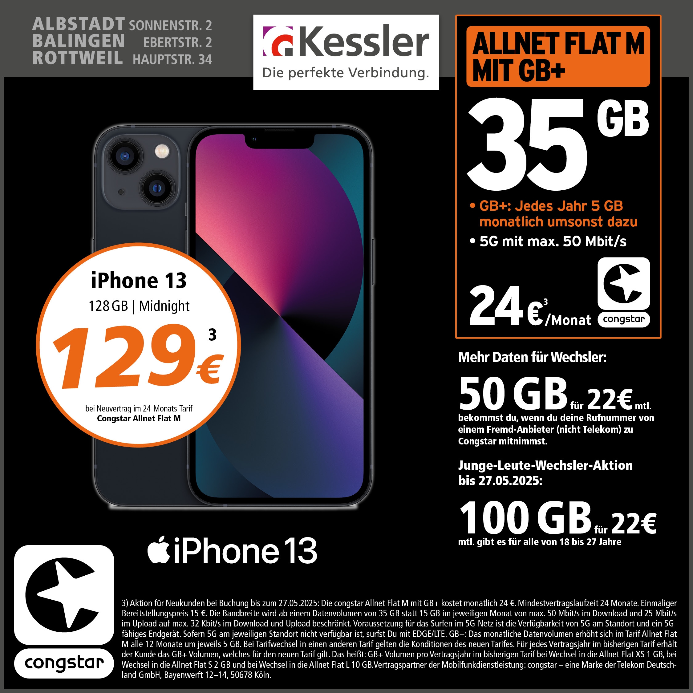 Congstar Allnet M mit GB+ und Apple iPhone 13