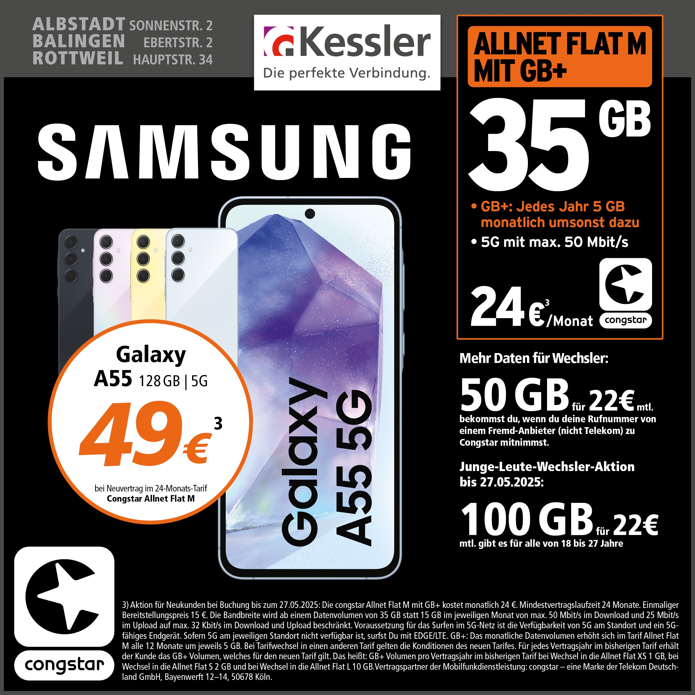 Congstar Allnet M mit Samsung Galaxy A55 128GB