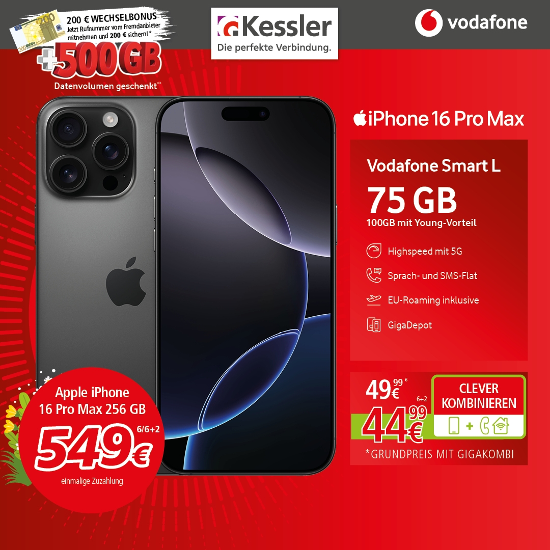 Vodafone Smart L m. iPhone 16 Pro Max 256GB
